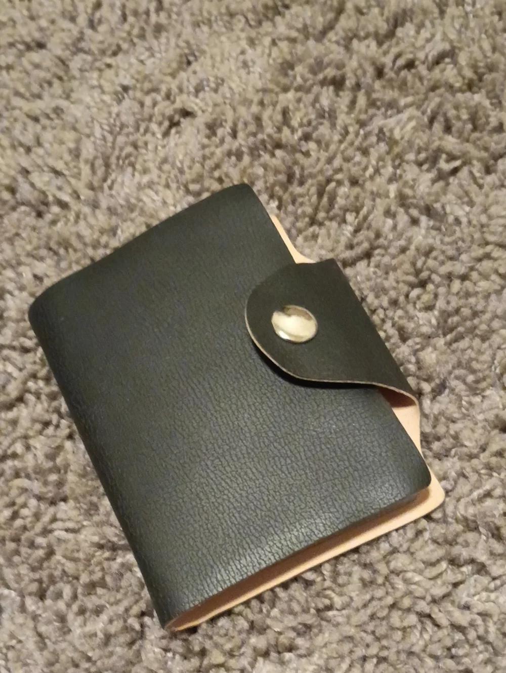 Men's Black Leather Snap Wallet Card Holder